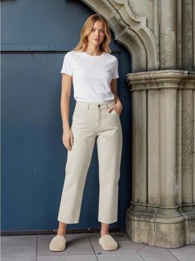 Everlane Chino Jean Pants Casual Cotton in Off-White Size: 8